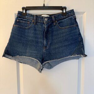 Abercrombie & Fitch The Mom Short High Rise Dark Wash Denim Shorts Size 30